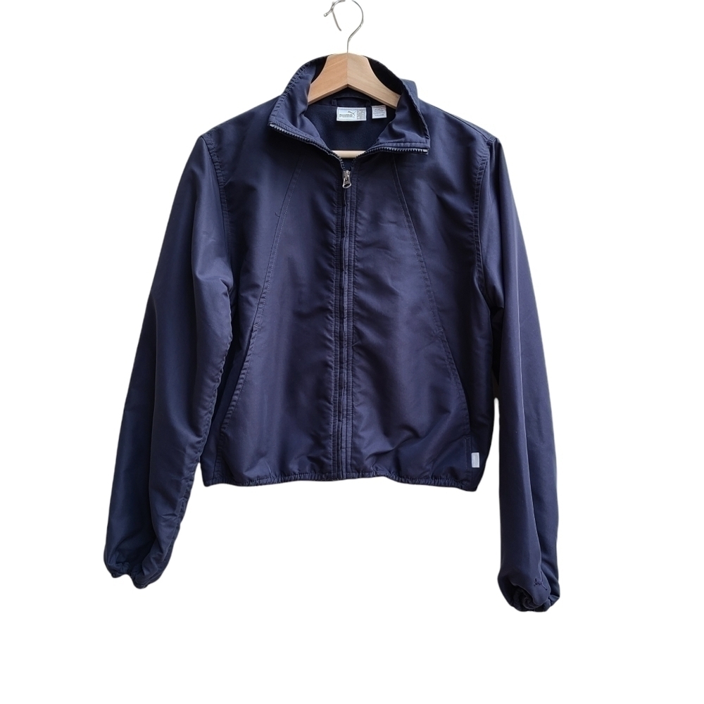 Y2K Puma Navy Blue Full Zip Lightly Lined Cropped Track Jacket Size S (Sample)